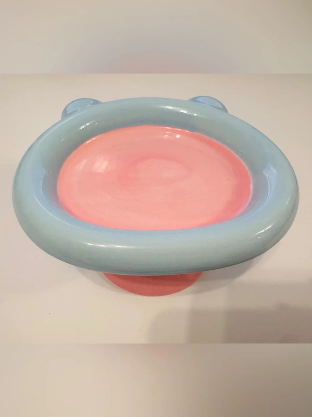 Ceramic Cat Bowl - Blue & Pink